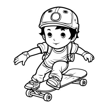 Basit bir çizgi sanatı vektör stili yakışıklı bir çocuk..