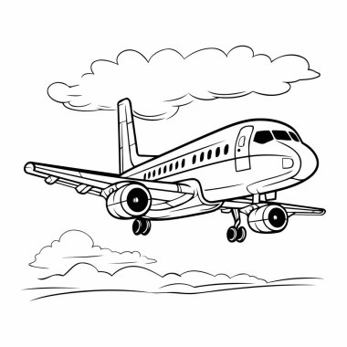 Basit bir çizgi sanatı vektör biçiminde şirin bir hava düzlemi.