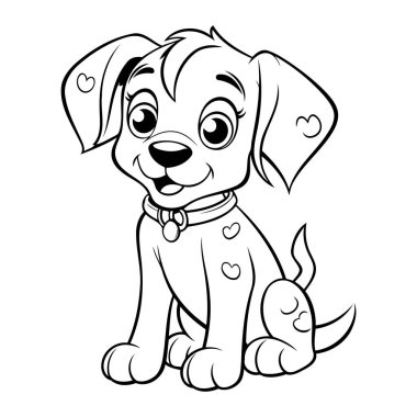 Basit bir çizgi sanatı vektör stili şirin bir köpek yavrusu.