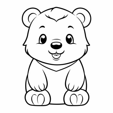 Basit çizgi sanatı vektör biçiminde sevimli bir ayı.