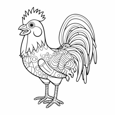 Basit çizgi sanatı vektör stilinde sevimli bir horoz.