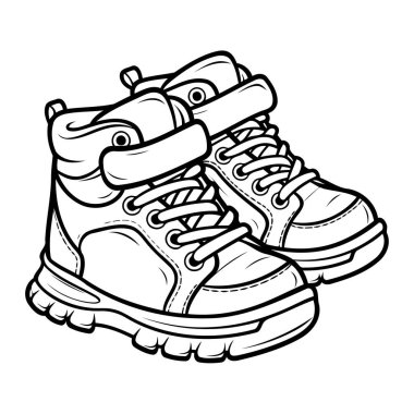 Basit çizgiler, vektör biçiminde şirin ayakkabılar..