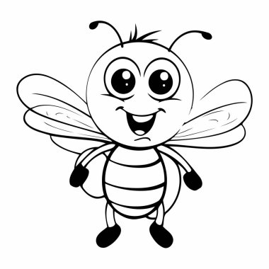 Simple line art a cute bee in vector style.