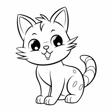 Basit çizgi sanatı vektör biçiminde sevimli bir kedi.