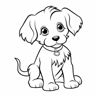 Basit bir çizgi sanatı vektör stili şirin bir köpek yavrusu.