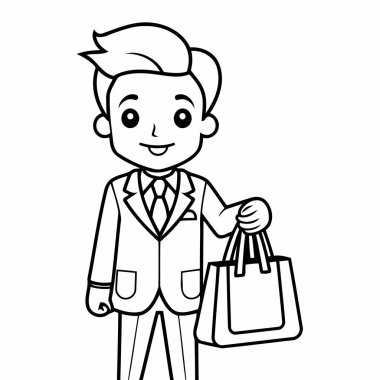 Basit bir çizgi sanatı vektör stili sevimli bir iş adamı.