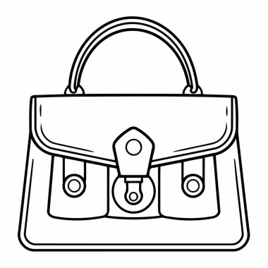 Basit çizgi sanatı vektör biçiminde şirin bir çanta.