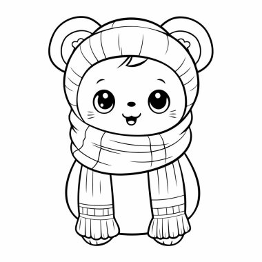 Basit çizgi sanatı vektör biçiminde sevimli bir ayı.