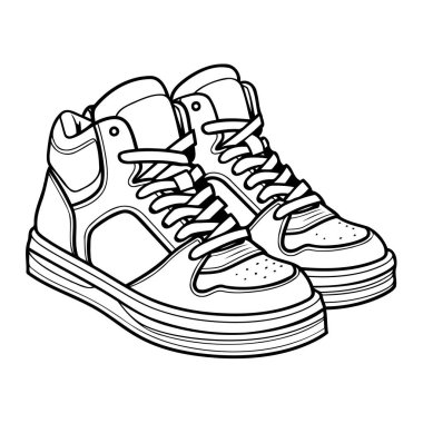 Basit çizgiler, vektör biçiminde şirin ayakkabılar..