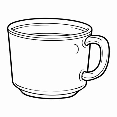 Basit çizgi sanatı vektör biçiminde şirin bir kupa.