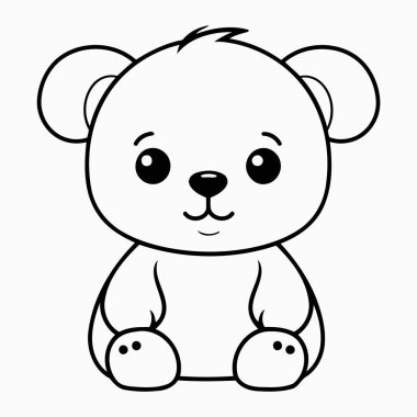 Basit çizgi sanatı vektör biçiminde sevimli bir ayı.