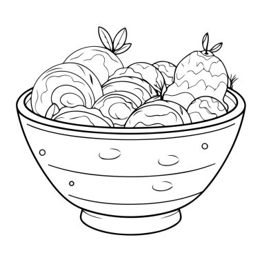 Basit bir çizgi sanatı vektör biçiminde şirin bir yemek.