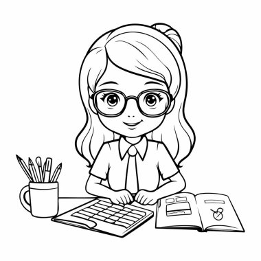 Basit bir çizgi sanatı vektör tarzında sevimli bir muhasebeci.