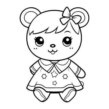 Basit çizgi sanatı vektör biçiminde sevimli bir ayı.