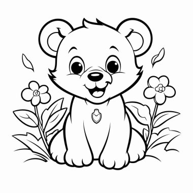 Basit çizgi sanatı vektör biçiminde sevimli bir ayı.