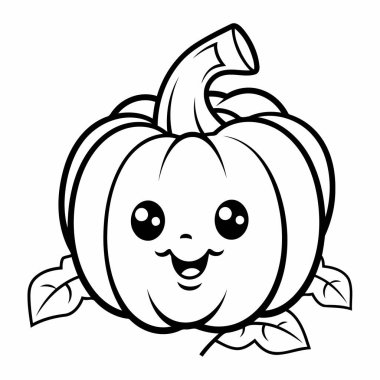 Basit çizgi sanatı vektör biçiminde şirin bir balkabağı.