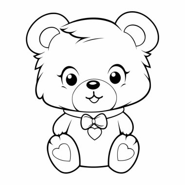 Basit çizgi sanatı vektör biçiminde sevimli bir ayı.