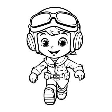 Basit bir çizgi sanatı vektör tarzında sevimli bir pilot.