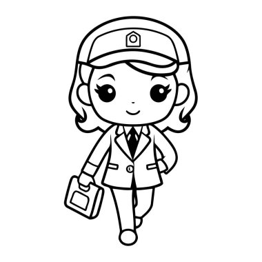 Basit bir sanat eseri. Vektör tarzında sevimli bir iş kadını..