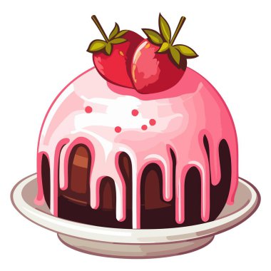 Çilek jöleli ve Mars soslu çikolata bombası tasviri. Şekerleme grafikleri için mükemmel..