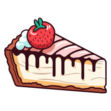 Vektör biçiminde bir çikolatalı pasta dilimi tasviri.