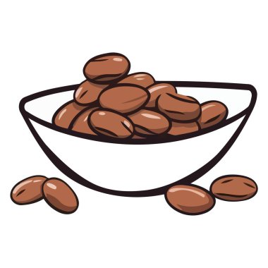 Mutfak grafikleri için vektör biçiminde basit kakao fasulyesi çizgisi simgesi.