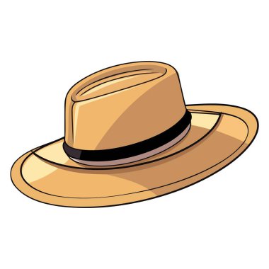 Klasik bej bir Panama şapkasının vektör çizimi, moda tasarımları için mükemmel..