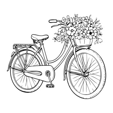 Şirin ve temiz çizgi sanat tarzında minimalist bisiklet ana hatları simgesi, web tasarımları, logolar ve markalaşma için mükemmel.