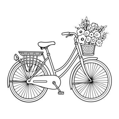 Şirin ve temiz çizgi sanat tarzında minimalist bisiklet ana hatları simgesi, web tasarımları, logolar ve markalaşma için mükemmel.
