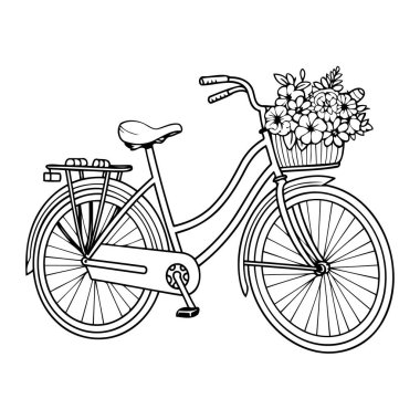 Şirin ve temiz çizgi sanat tarzında minimalist bisiklet ana hatları simgesi, web tasarımları, logolar ve markalaşma için mükemmel.