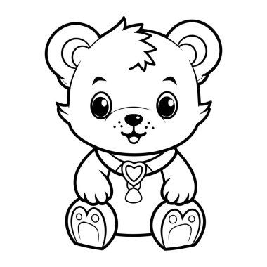 Renklendirme için temiz çizgi ayı simgesi.