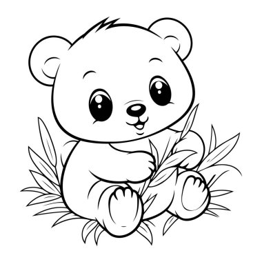 Renklendirme için temiz çizgi panda simgesi.