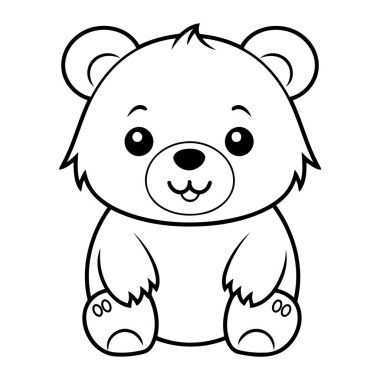 Renklendirme için temiz çizgi ayı simgesi.