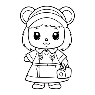 Renklendirme için temiz çizgi ayı simgesi.