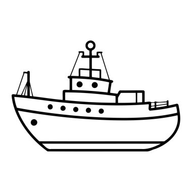 Basit çizgi sanat tarzında temiz ve sevimli tekne tasarımı simgesi, renk ve vektör tasarımı için mükemmel.