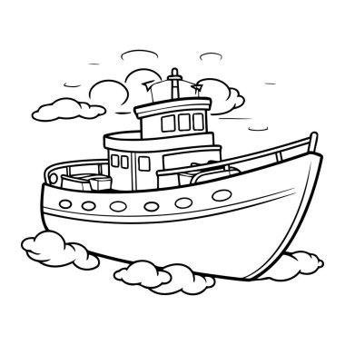 Basit çizgi sanat tarzında temiz ve sevimli tekne tasarımı simgesi, renk ve vektör tasarımı için mükemmel.