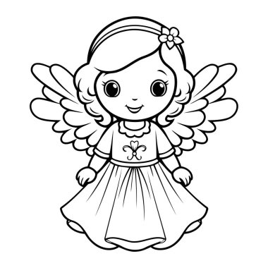 Sofistike tasarımlar için melek temalı vektör ana hatları simgeleri. 