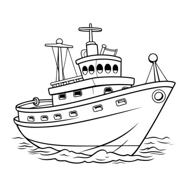 Basit çizgi sanat tarzında temiz ve sevimli tekne tasarımı simgesi, renk ve vektör tasarımı için mükemmel.