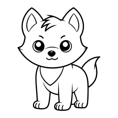 Temiz ve basit bir tasarım estetiği için vektör kurt ana hatları simgeleri.