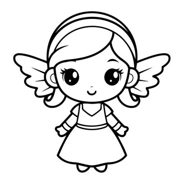 Sofistike tasarımlar için melek temalı vektör ana hatları simgeleri. 