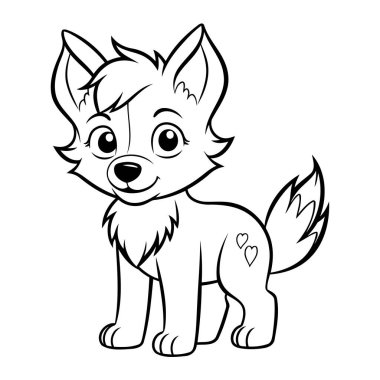 Temiz ve basit bir tasarım estetiği için vektör kurt ana hatları simgeleri.