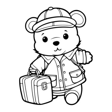 Renklendirme için temiz çizgi ayı simgesi.