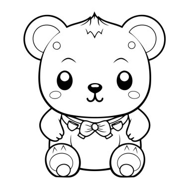 Renklendirme için temiz çizgi ayı simgesi.