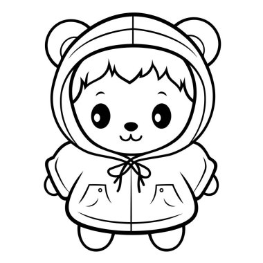 Renklendirme için temiz çizgi ayı simgesi.