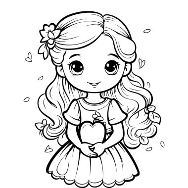 Renklendirme için Temiz Çizgi Kız simgesi.