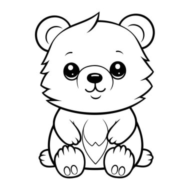 Renklendirme için temiz çizgi ayı simgesi.