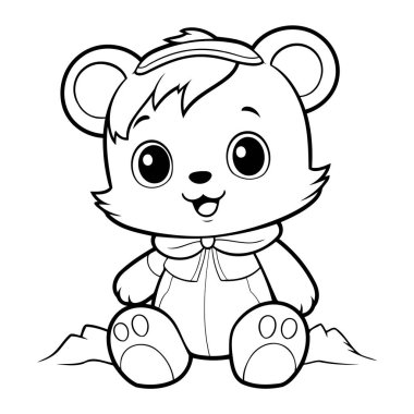 Renklendirme için temiz çizgi ayı simgesi.