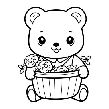 Renklendirme için temiz çizgi ayı simgesi.