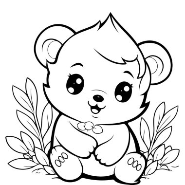 Renklendirme için temiz çizgi ayı simgesi.