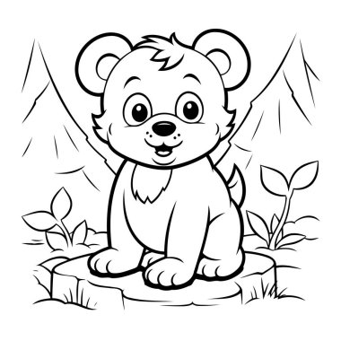 Renklendirme için temiz çizgi ayı simgesi.